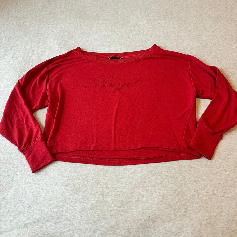 Victoria's Secret Angel Embroidered Red Long Sleeve‎ Cropped Top XS Relaxed Fit